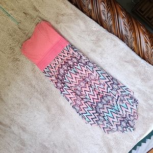 Coral strapless dress, medium (juniors 7-9)